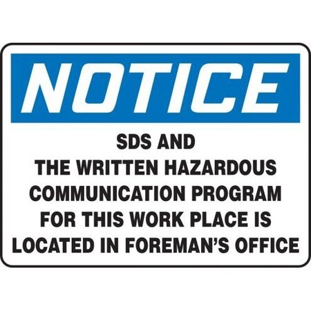 OSHA NOTICE SAFETY SIGN SDS AND THE MCHM810XP